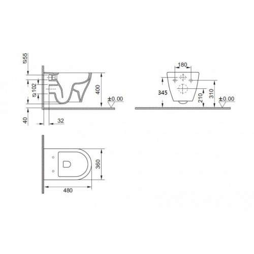 Стенна тоалетна чиния ICC 3755W BIDET